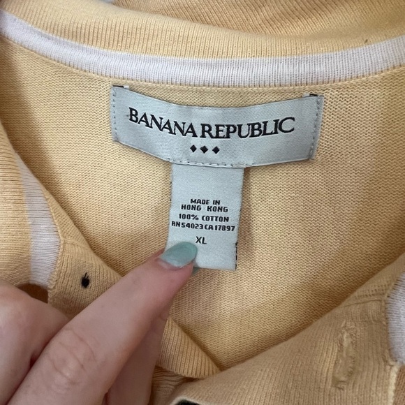 Banana Republic Light Yellow Cotton Polo XL - Picture 4 of 5